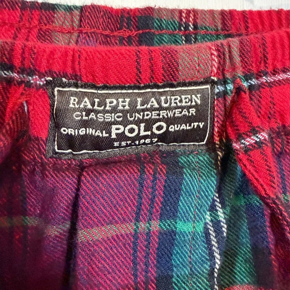 Polo Ralph Lauren Mens L Flannel Cotton‎ Pajama Pants Sleepwear Red Green Plaid